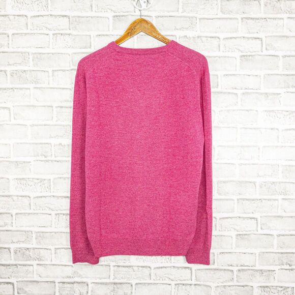 GANT Size Large Fine Lambswool Vneck Pullover Sweater in Pink Knit - Picture 6 of 7